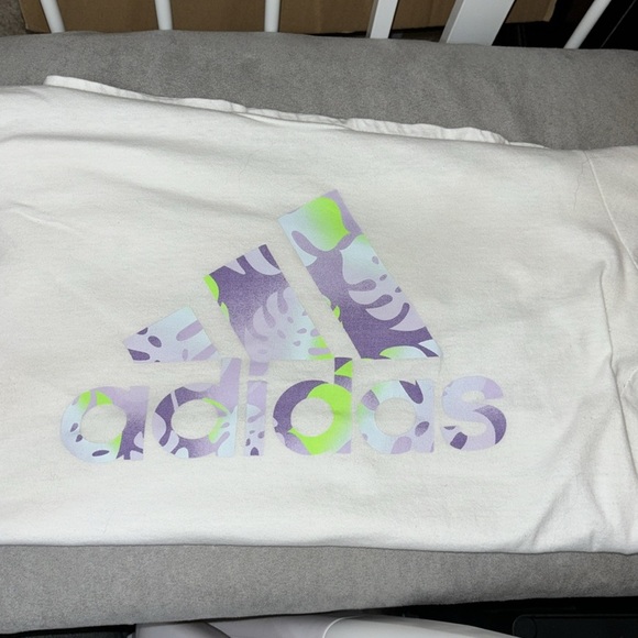 Adidas White and Purple Graphic Short Sleeve Tee - Picture 2 of 4